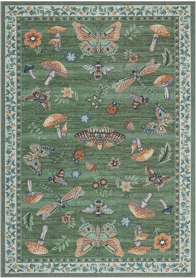 ROYHOME Mushroom Washable Rug 5x7 Area Rugs - Image 2