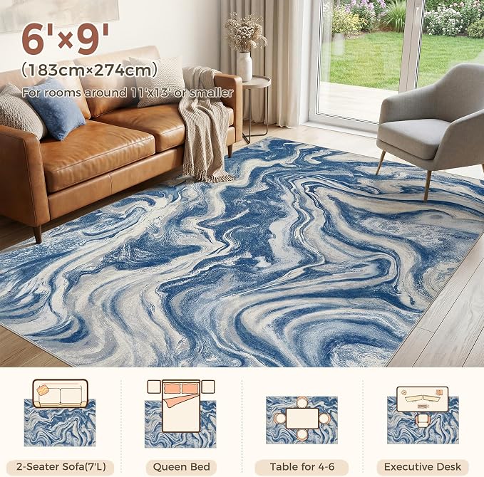 DMOYEST Living Room Area Rugs-6x9 Abstract Large Soft Indoor Washable Rug - Image 3