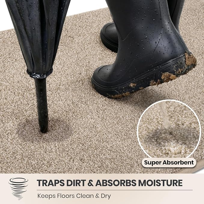 PURRUGS Dirt Trapping Door Mat 24" x 35.5", Non-Slip Machine Washable Entryway - Image 2