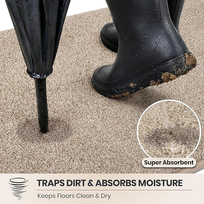 PURRUGS Dirt Trapping Door Mat 31.5" x 47", Non-Slip Machine Washable Entryway - Image 2