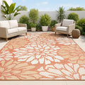 JONATHAN Y Floral Textured Weave Indoor Outdoor Area Rug 3X5 Orange/Cream by JONATHANY