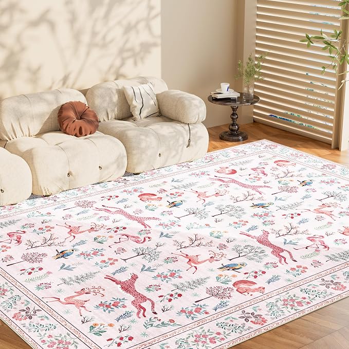 DUKINO 8x10 Rug, Washable Animal Living Room Rug - Image 9