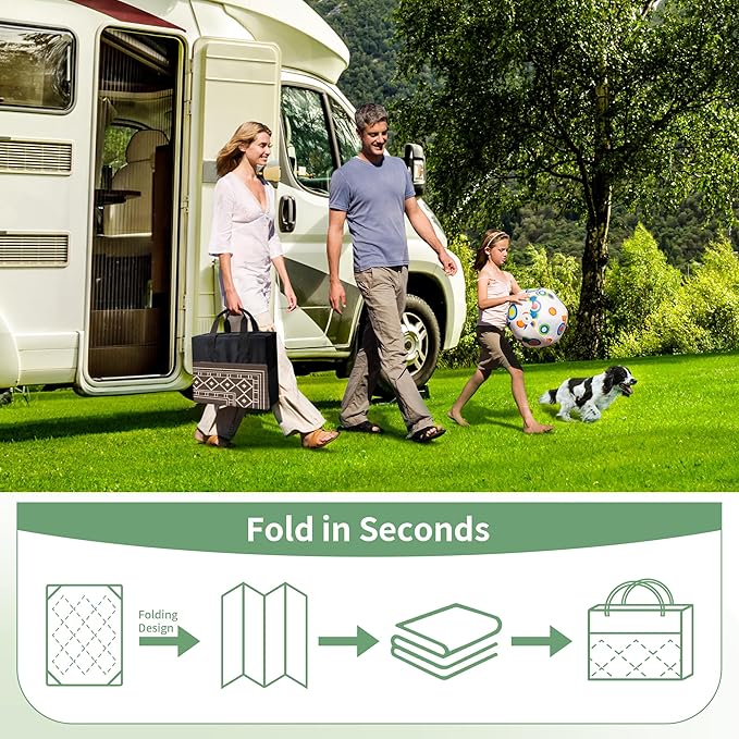 GENIMO Outdoor Rug Waterproof for Patio, Outside Area Mat for Rv, Coffee & Beige - Image 5