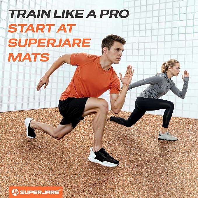 SUPERJARE 0.56'' Thick 12 Pcs 48 Sq Ft Rubber Top Exercise Equipment Mats - Image 3
