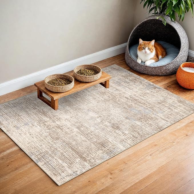 Washable Entryway 2x3 Area Rug: Small Abstract Kitchen Rugs - Image 2