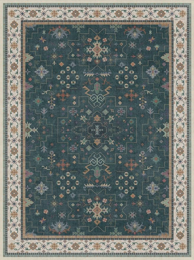 Hazo Haus Dark Green Vintage Living Room Rug 9x12 - Image 3
