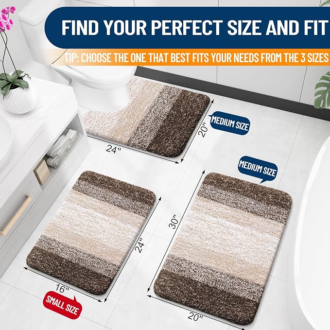 OLANLY Luxury Toilet Rugs U-Shaped 24x20, Extra Soft and Absorbent Microfiber - Image 2