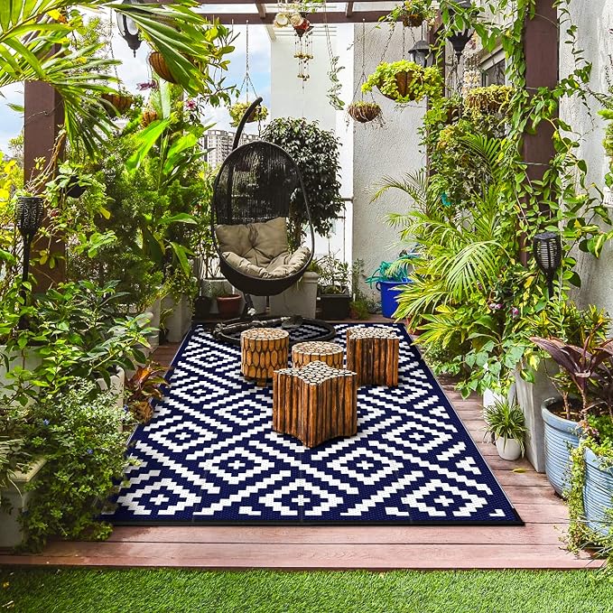 GENIMO 5'x8' Outdoor Rug Waterproof, Reversible Mats, Area Rug, Plastic Outside - Image 3