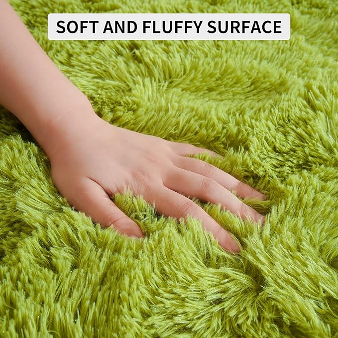 Tepook Fluffy Grass Green Rugs for Living Room Bedroom, 9x12 Soft Area Rug Moss - Image 6