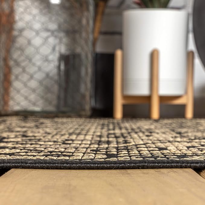 JONATHAN Y Vintage Filigree Indoor Outdoor Runner Rug 2X20 Black/Khaki - Image 7
