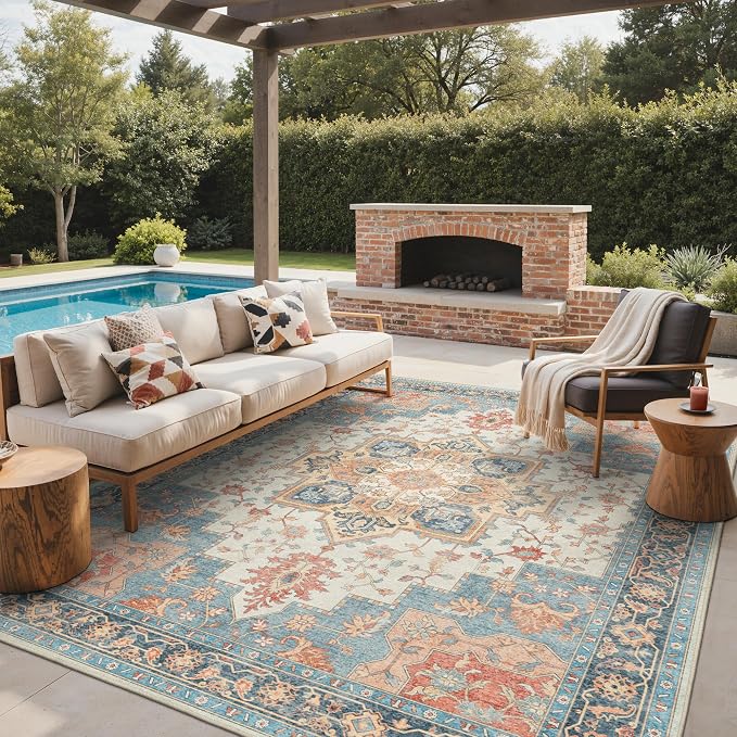 GENIMO Outdoor & Indoor Area Rug 9'x12', Waterproof, Non-Shedding, Easy Cleaning by GENIMO