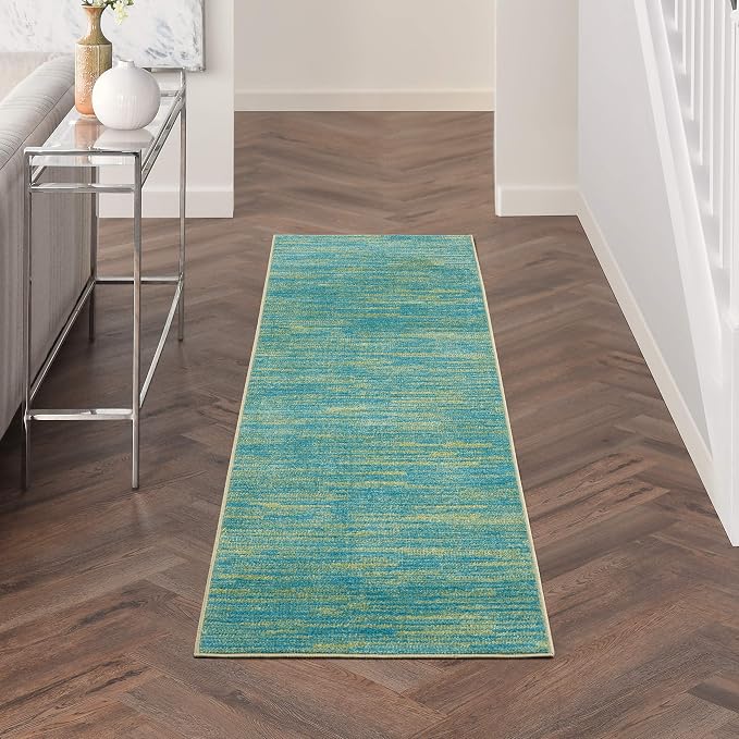 Nourison Home Nourison Essentials Blue Green 2'2" x 7'6" Area Rug by NourisonHome
