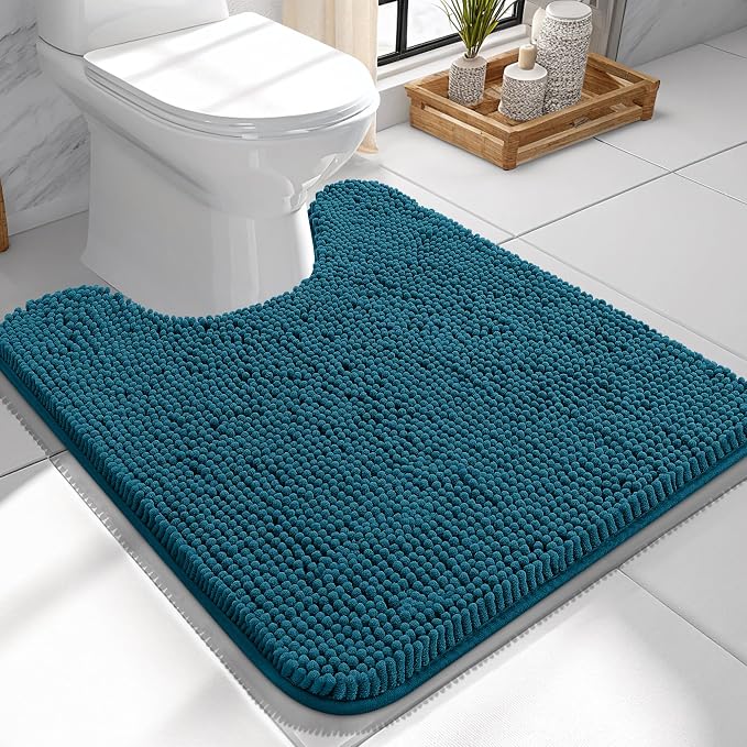 OLANLY Toilet Rugs U-Shaped 24x24, Extra Soft Absorbent Chenille Contour by OLANLY