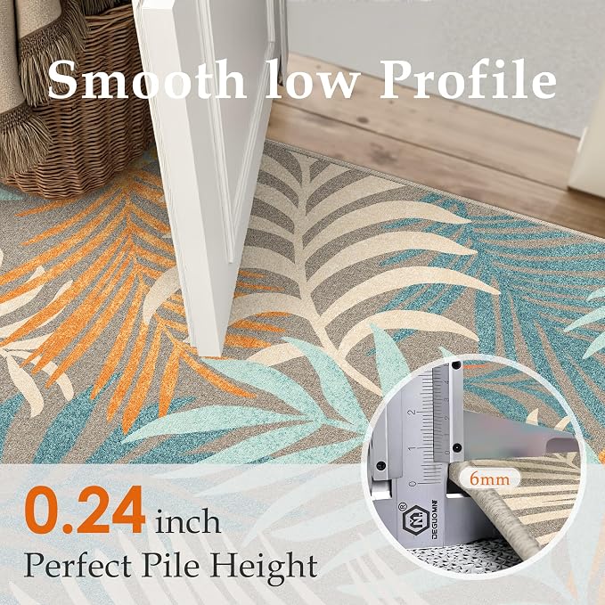 5x7 Indoor Outdoor Area Rug Washable Patio Rug Brown Non Slip Non Shedding - Image 5