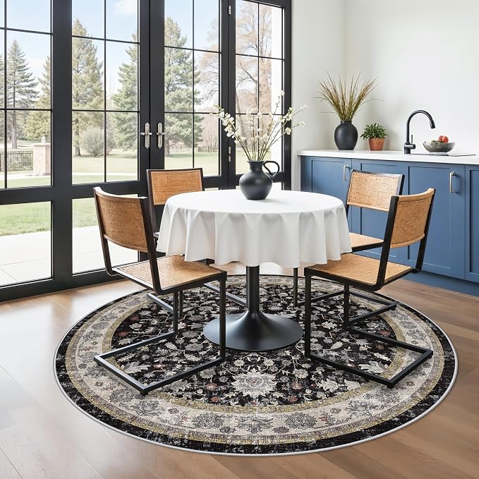 6ft Round Kitchen Rug Washable by BYYVOORugsforYourHome