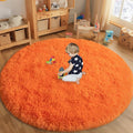 Round Orange Rug for Bedroom, 6 ft Circle Area Rugs for Living Room, Soft by WISHTREE