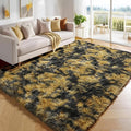PAGISOFE 4x6 Black and Yellow Bedroom Rugs, Fluffy Modern Living Room Area Rug by PAGISOFE