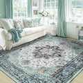 RELEANY Area Rugs 6'x8' Washable Non-Slip, Floral Vintage Distress Medallion by RELEANY