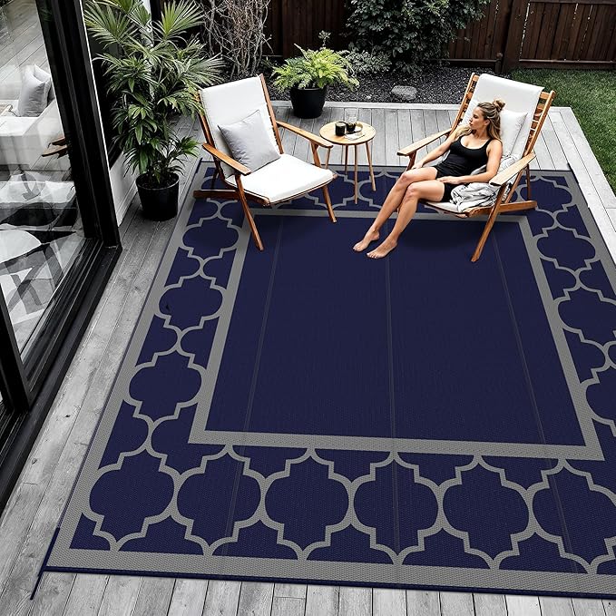 GENIMO 10 'x10 ' Outdoor Rug for Patio Clearance, Waterproof Indoor Outdoor - Image 4