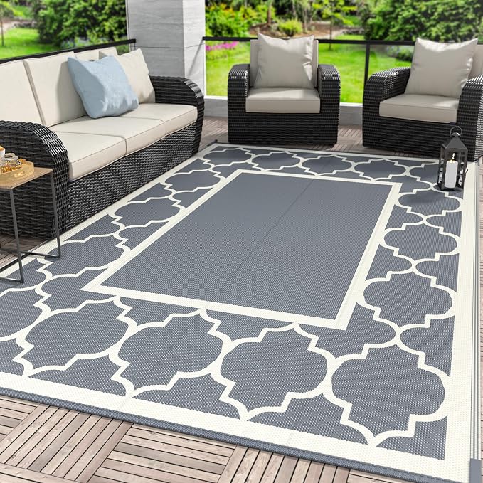 GENIMO 9 ' x 12 ' Outdoor Rug for Patio, Waterproof Indoor Outdoor Plastic by GENIMO