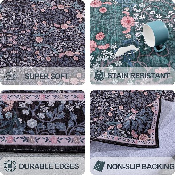 4x6 Area Rug for Bedroom Beside Rug, Laundry Room, Washable Non-Slip Low Pile - Image 6