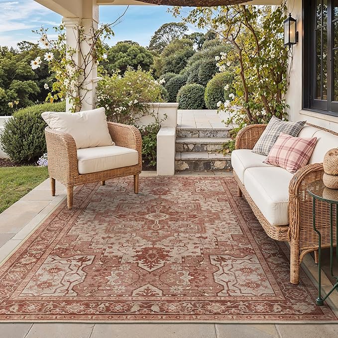 GENIMO Outdoor & Indoor Area Rug 5'x8', Waterproof, Non-Shedding, Easy Cleaning by GENIMO