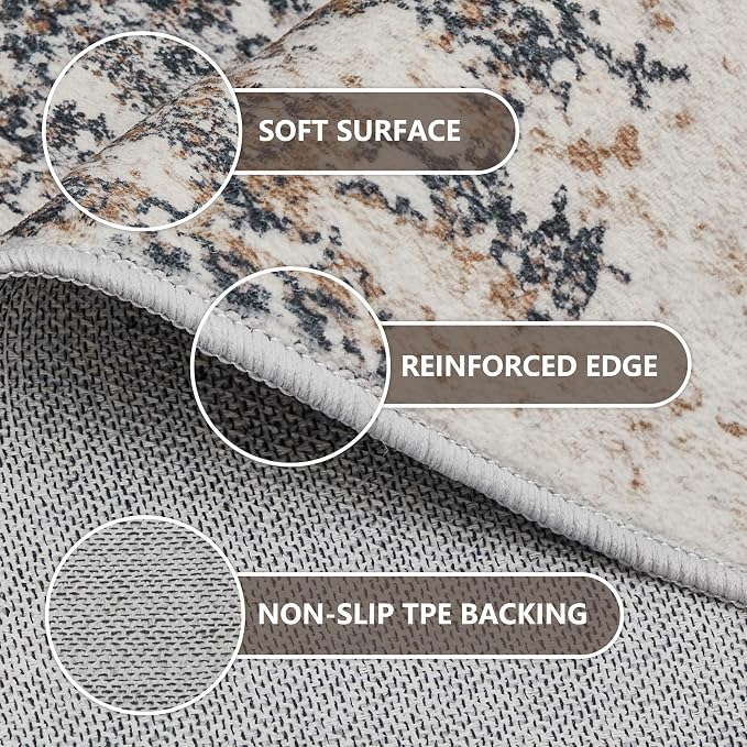6ft Washable Round Rug - Image 6