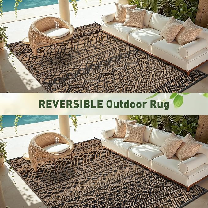 MontVoo Outdoor Rug 8x10 Waterproof Outdoor Patio Rug Mat Reverisble Plastic - Image 7