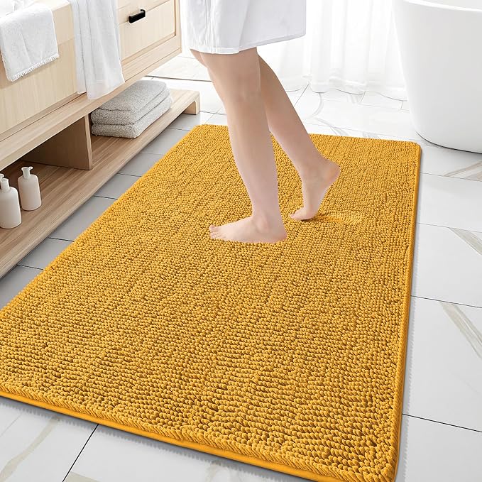 OLANLY Large Bathroom Rugs 59x35, Soft Absorbent Chenille Bath Rugs, Rubber by OLANLY