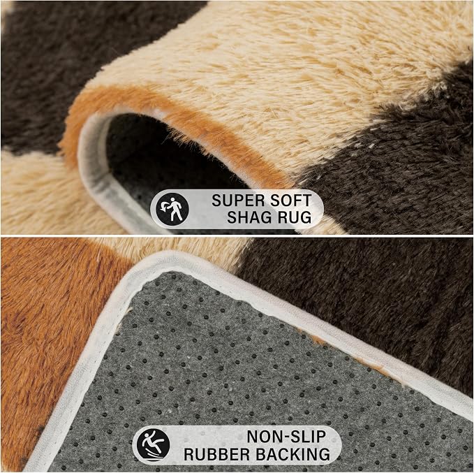 PureCozy Checkered Rug 8x10 for Living Room, Colorful Modern Shag Rug Washable - Image 5