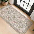 Boho Moss 2x4 Small Rugs for Entryway, Vintage Washable Low Pile & Soft Throw by HazoHaus