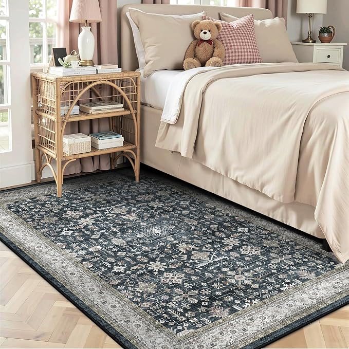 Washable 4x6 Entryway Rug Ashen - Image 3