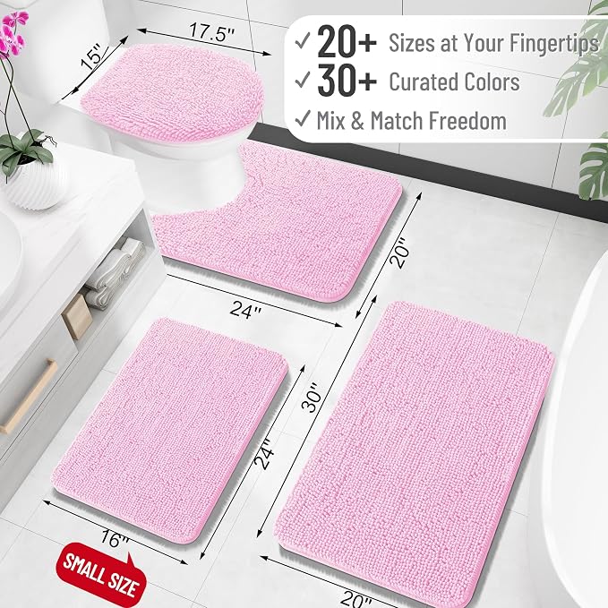 OLANLY Bathroom Rugs 30x18, Extra Soft Absorbent Chenille Bath Rugs, Rubber - Image 2