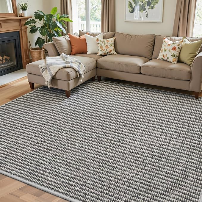 Faux Jute Area Rug 5'x7', Washable & Non-Slip, No Odor. Farmhouse Boho Style - Image 5