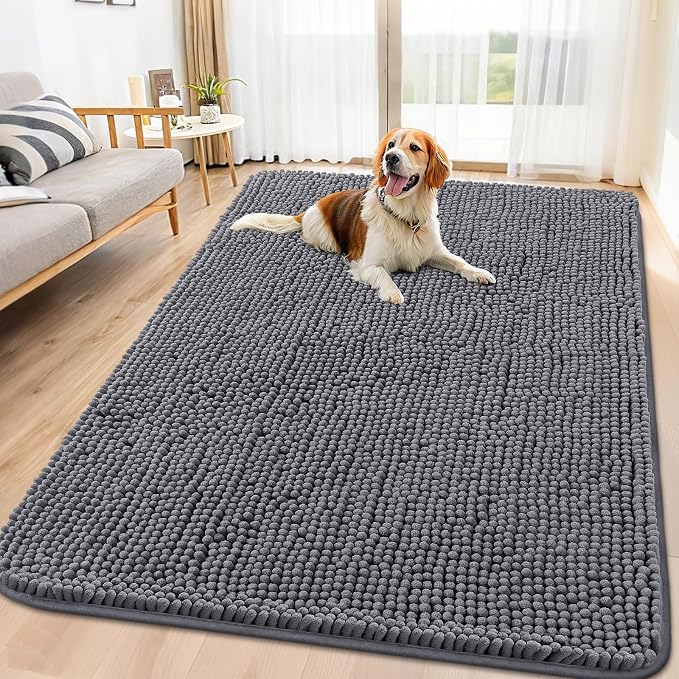 Smiry Dog Door Mat for Muddy Paws 71x46, Absorbent Dirt Trapper, Non-Slip by Smiry