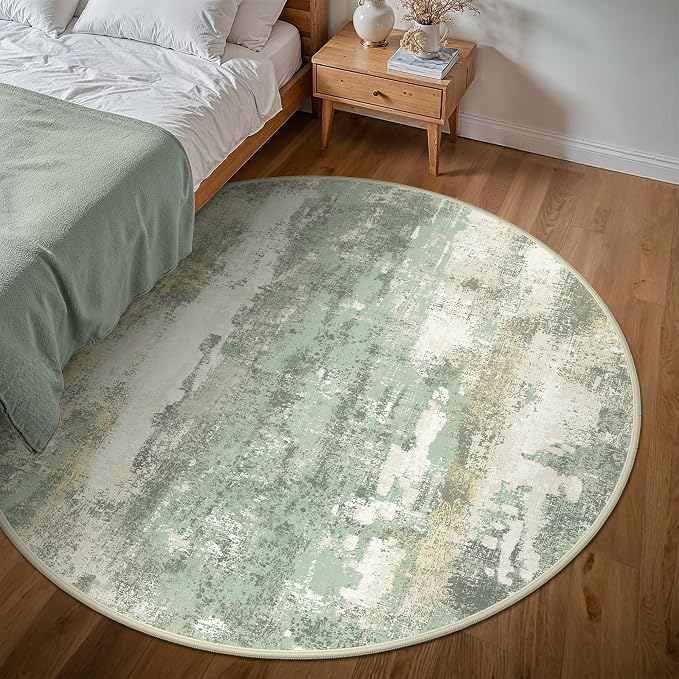 BEIMO Round Rugs 8FT for Living Room Bedroom, Modern Abstract Machine Washable - Image 4