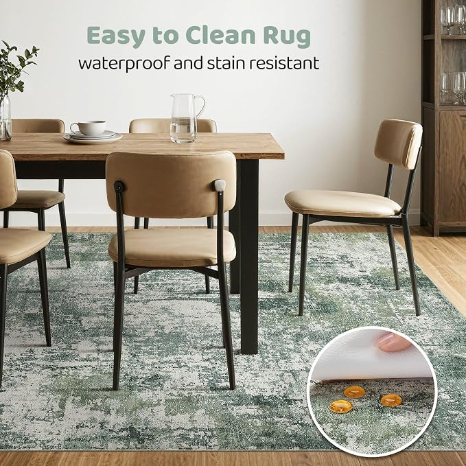 7x9 Area Rug Living Room: Washable Large Abstract Soft Stain Resistant Indoor - Image 6