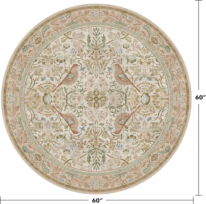 Hazo Haus Beige 5ft Round Rug for Living Room - Image 2