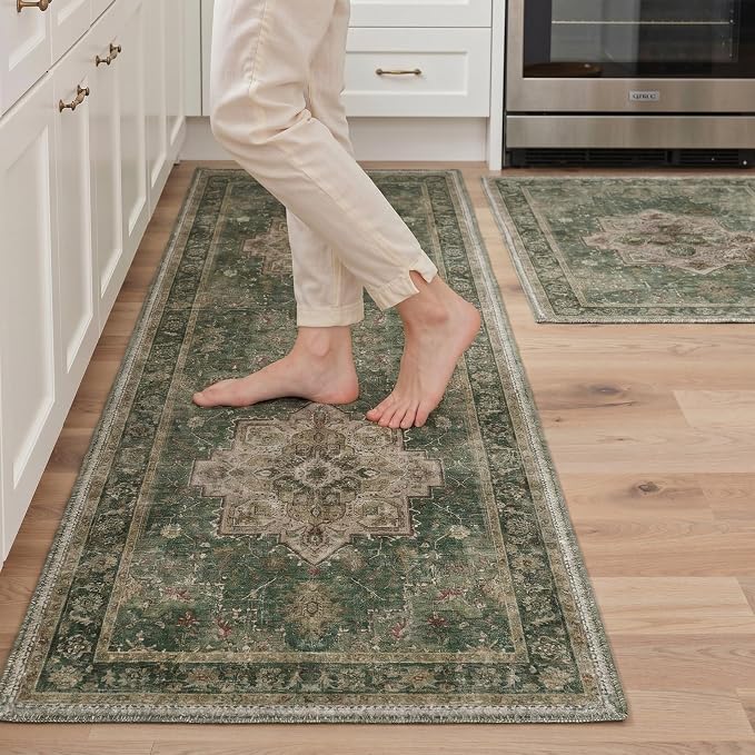 GENIMO Kitchen Rug Sets of 2, Non-Slip Washable Low-Pile Kitchen Mats by GENIMO