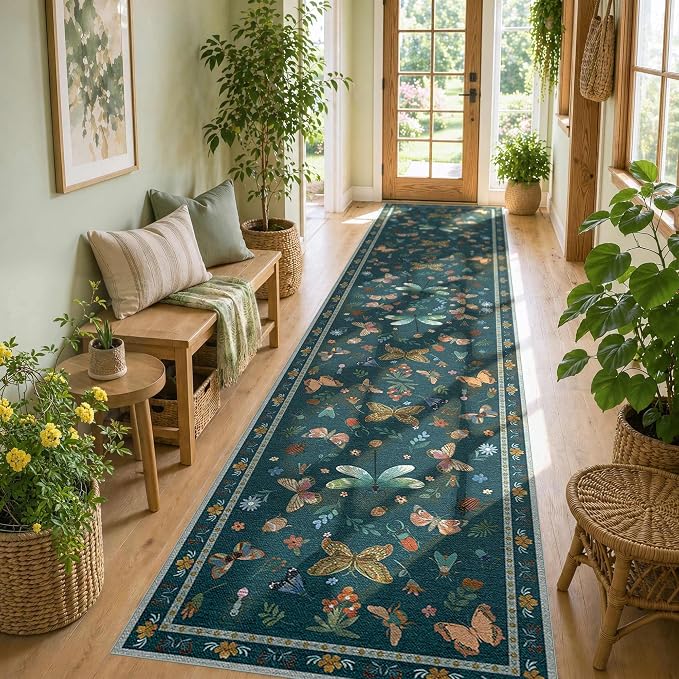 Rugxara 2x10 Floral Runner Rug, Washable Runners by Rugxara