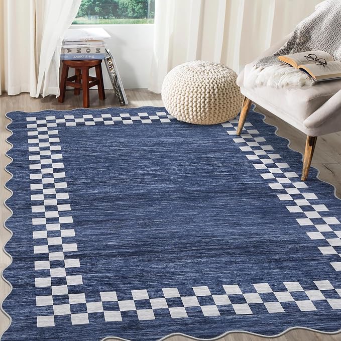 Small Bedroom Area Rug 3x5 Checkered Area Rug - Image 3