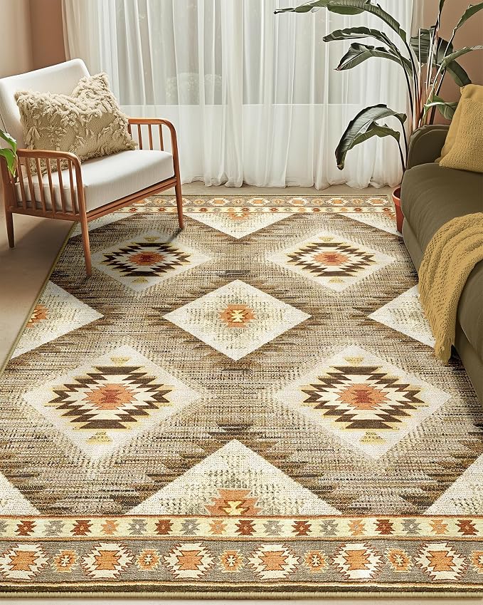 BESTSWEETIE Area Rug 6x8 Rug Machine Washable Non-Slip Low Pile Print Pattern - Image 2