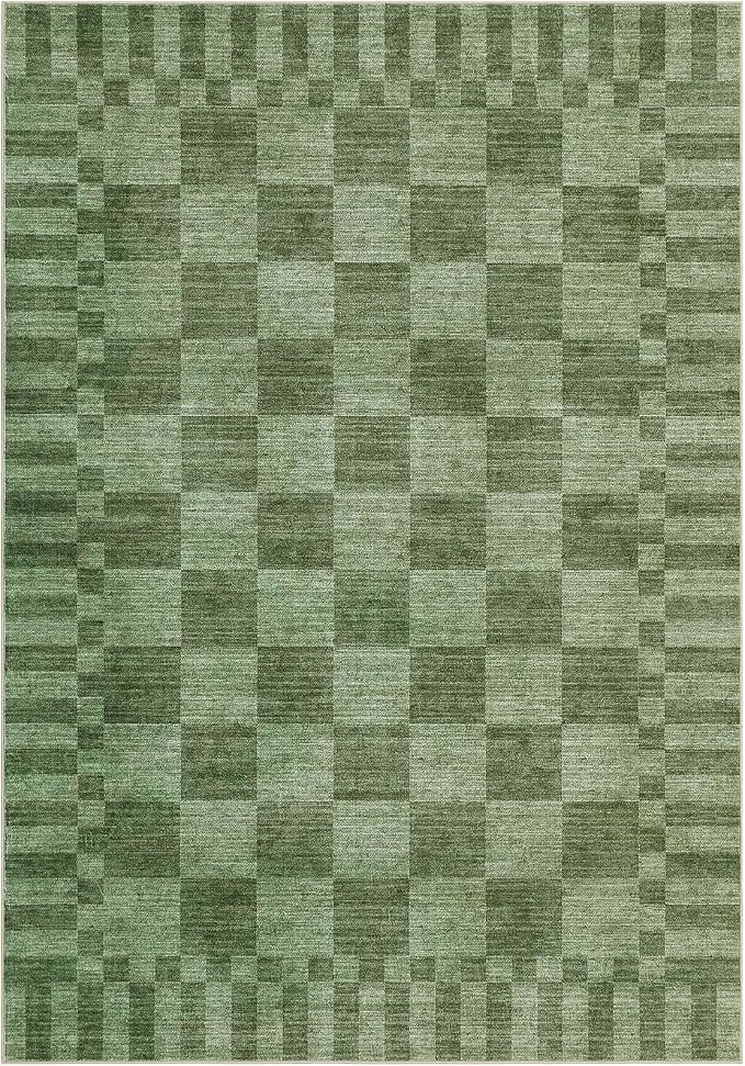 GarveeHome 8×10 Area Rugs for Living Room, Moss Green Checkered Rug，Modern - Image 5