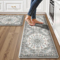 Boho Kitchen Mats for Floor 2 Piece Set Anti Fatigue Cushioned PVC Kitchen Rugs by tubeamin