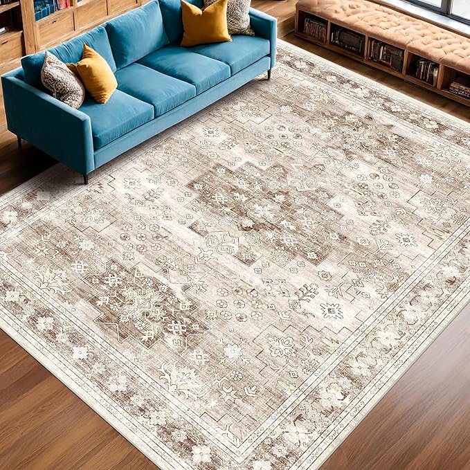 Washable Farmhouse Living Room Rug, 9x12 Area Rugs - Image 4