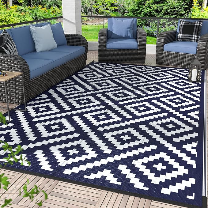 GENIMO 5'x8' Outdoor Rug Waterproof, Reversible Mats, Area Rug, Plastic Outside by GENIMO