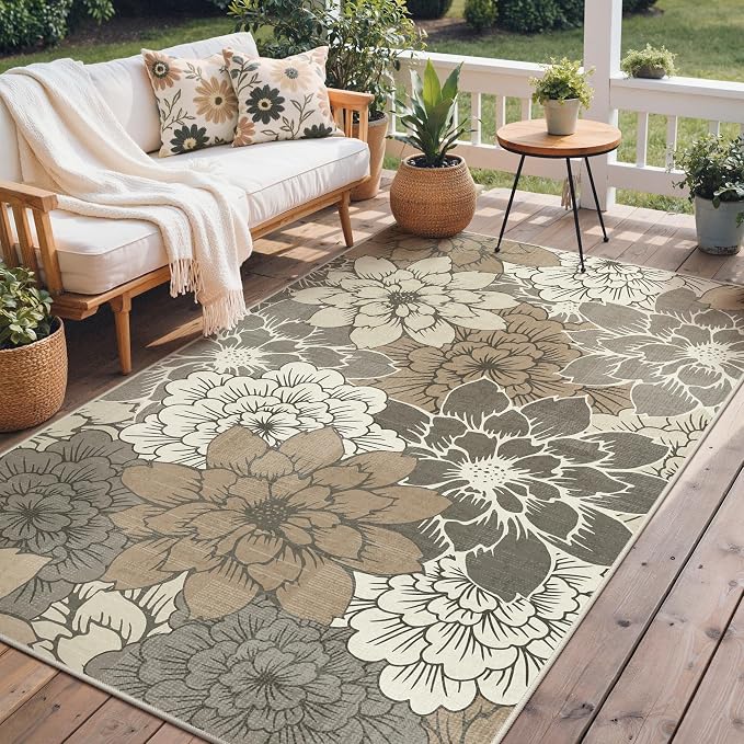 GENIMO Indoor Outdoor Area Rug 8'x10', Machine Washable Rugs by GENIMO