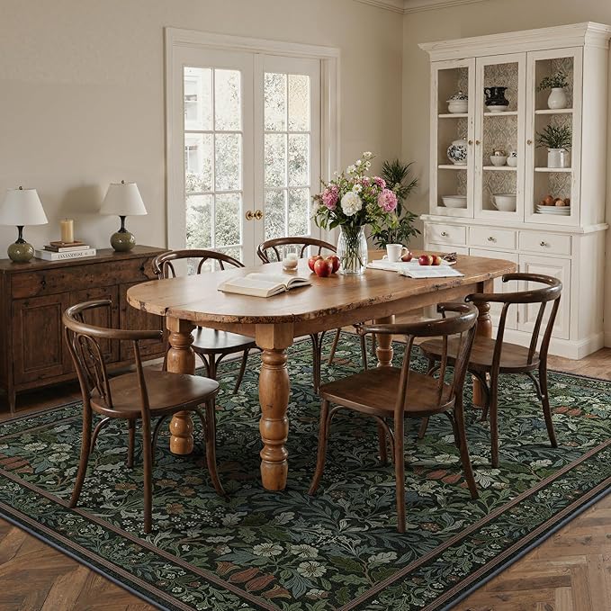 GENIMO 8x10 Area Rug, Washable Non Slip Vintage Boho Floral Carpet, Large Soft - Image 3