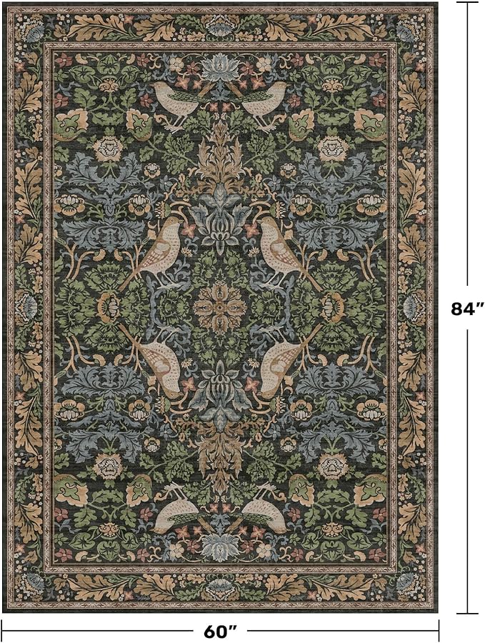 Hazo Haus Vintage Floral Area Rug 5x7 - Image 2