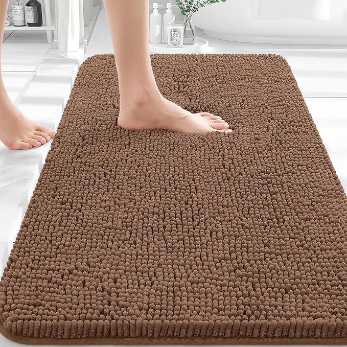 OLANLY Bathroom Rugs 30x20, Extra Soft Absorbent Chenille Bath Rugs, Rubber by OLANLY